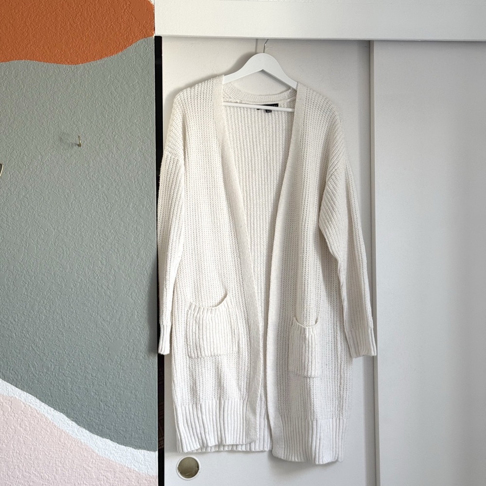 Haute Monde Ivory Open-Front Cardigan